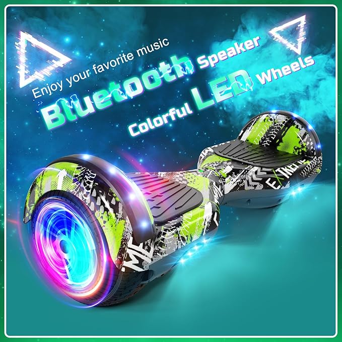 Scooter with Seat Attachment for Kids Adults, 6.5'' 8.5''Balancing Scooter with Bluetooth Speakers & Colorful LED Light with Kart