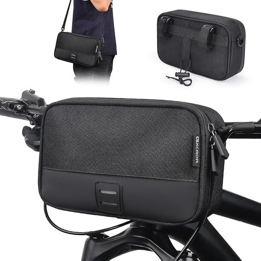 GXCROR Bike Handlebar Bag,Small Front Bike Bags with Shoulder Strap,Bicycle Bag Professional Cycling Accessories