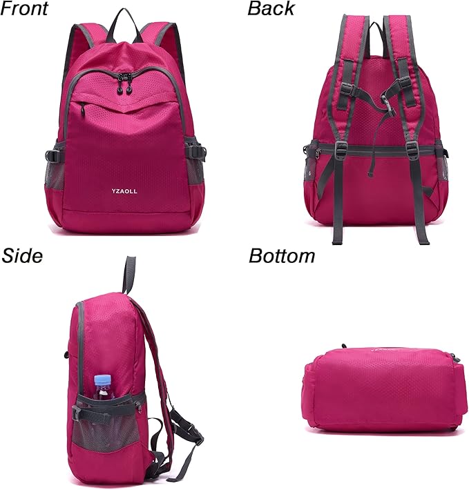 YZAOLL Small Lightweight Packable Hiking Backpack, 20L Hiking Backpack Day Pack for Women Men Travel Camping Vacation,Rose