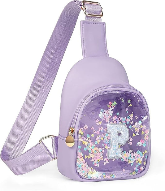 COSHAYSOO Purple Toddler Little Girls Purse 2 3 4 5 6 7 Year Old Kids Sling Bag Initial Crossbody Pouch, Stylish Trending Cute Birthday Christmas Presents Halloween Thanksgiving Gift Ideas Letter P