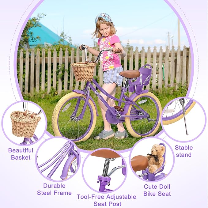 XJD Girls Bike for Toddlers and Kids Ages 2-12 Years Old,12 14 16 Inch Kids Bike with Training Wheels & Basket