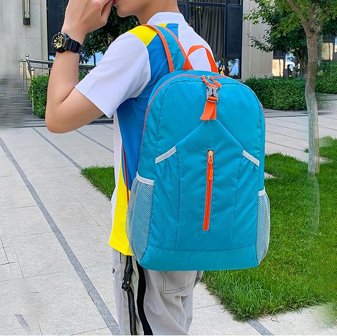 25L Foldable Hiking Backpack Lightweight Packable Basic-Daypack Collapsible Bag Water-Resistant Travel Men Women Camping Cycling Outdoor (Blue)