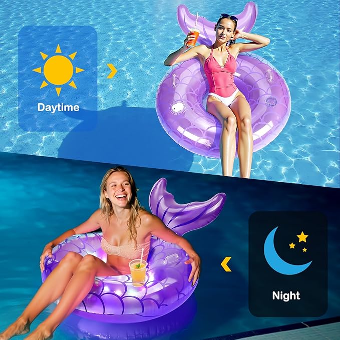 MoKo Inflatable Swimming Ring, Cute Pool Float Tube Decorations Swim Tubes Outdoor Pool Beach Water Floats Party Supplies Floaties