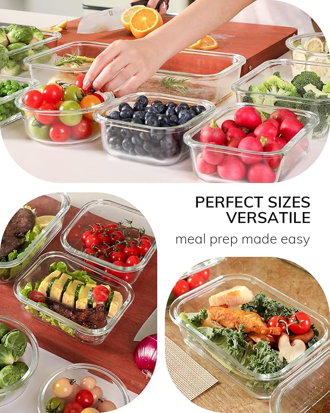 2-Pack Glass Food Storage Containers with Tempered Lids (21.3oz/2.7cup) - Airtight Snap Lock, Microwave & Oven Safe (-4℉~ 950°F), Freezer to Baking Dish, BPA-Free, Gift Box (Pink)