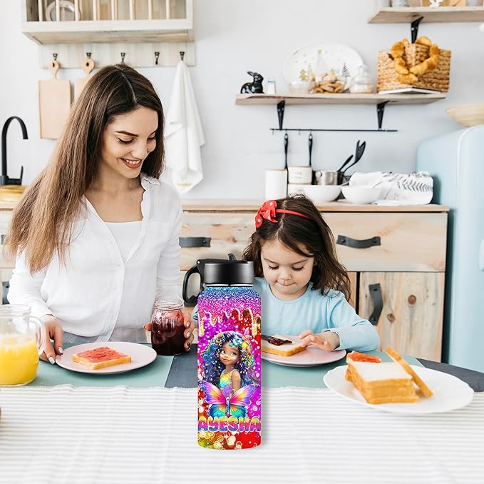 M YESCUSTOM Personalized Water Bottles for Kids with Straw Lid Custom Sports Water Bottle for School Personalized Names Stainless Steel Double Wall Insulated Cup Customized Gifts for Boy Girl Style21