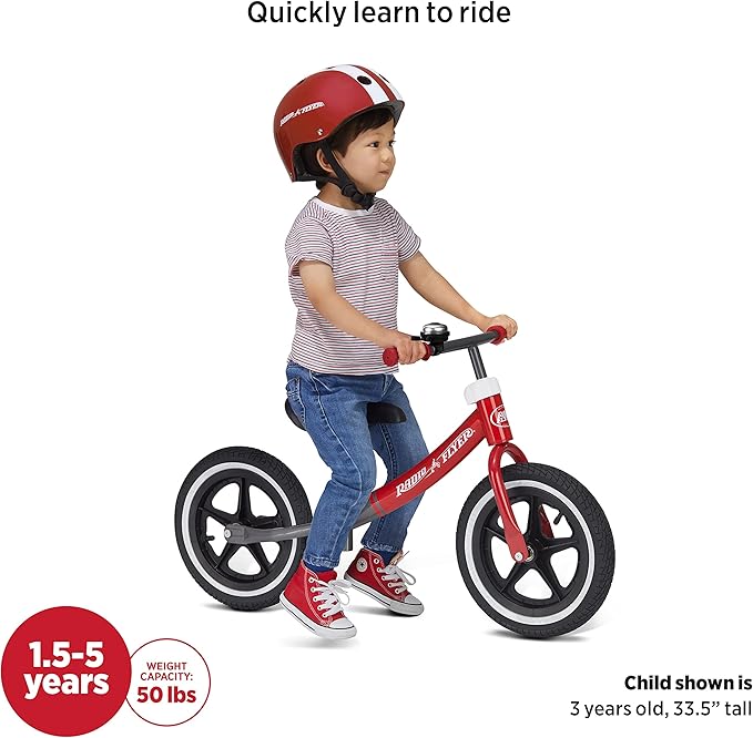 Radio Flyer Air Ride Balance Bike, Toddler Bike, Red and Black Bike for Ages 1.5-5 (Amazon Exclusive)