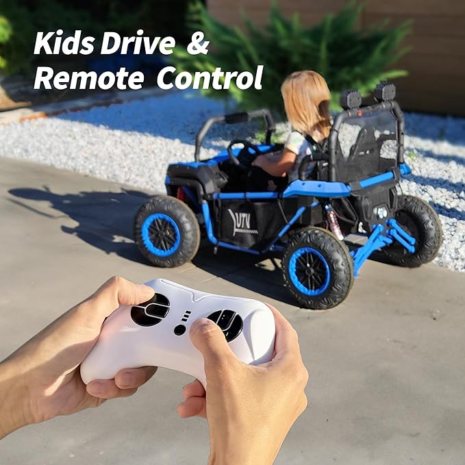 24V Kids UTV, 4WD 2 Seater Ride-on Toy Electric Car for Big Kids w/Remote Control, 2WD/4WD Switchable, 4x200W Motor - Blue