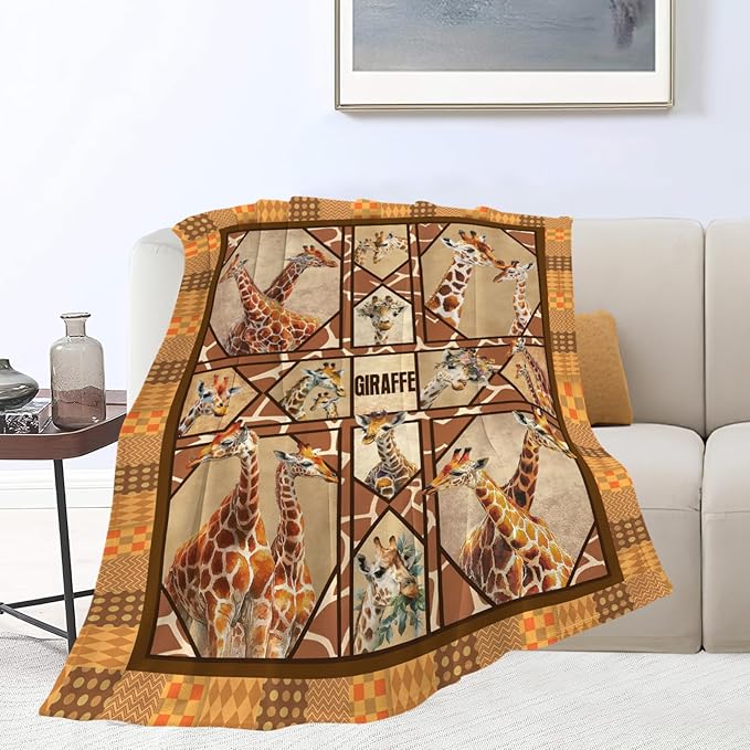 Giraffe Throw Blanket Giraffe Stuff Gifts for Kids Girls Boys Adults Women Men Soft Cozy Warm Plush Fluffy Fuzzy Fleece Blanket Decor 40''X50''