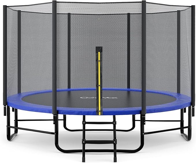 14FT 12FT 10FT 16FT Trampoline with Safety Enclosure, Anti-Rust Coating – ASTM Certified, Heavy-Duty Outdoor Trampoline with Ladder – for Kids & Adults