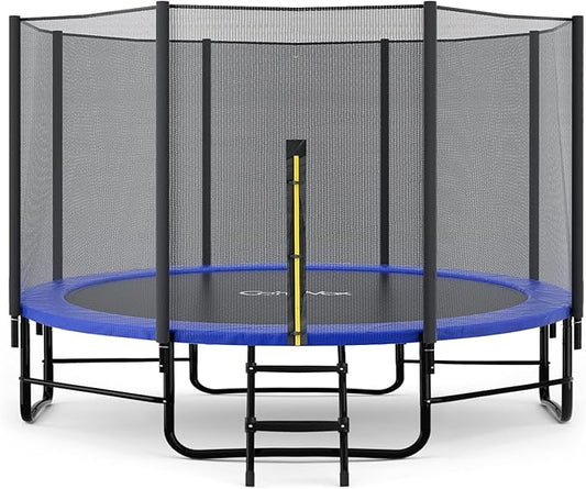 14FT 12FT 10FT 16FT Trampoline with Safety Enclosure, Anti-Rust Coating – ASTM Certified, Heavy-Duty Outdoor Trampoline with Ladder – for Kids & Adults