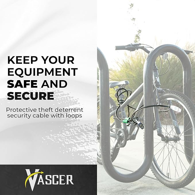 Heavy Duty Security Cable with Loops - 15 Feet (3/8") Bike Cable Lock Cut Resistant with Braided Steel and Vinyl Coating -Security Chain Lock for Bicycle, Boat, Ladder, Gate, Mower & Equipment