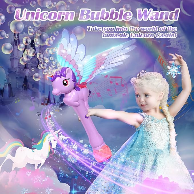Dolanus Bubble Wands for Kids Toys Ages 3-8 Year Old: Unicorn Toys Princess Wand, Toddler Girl Toy Age 3 4-5 6 Years Old, Outdoor Party Birthday Gifts for 3 4 5 6 7 8 Year Old