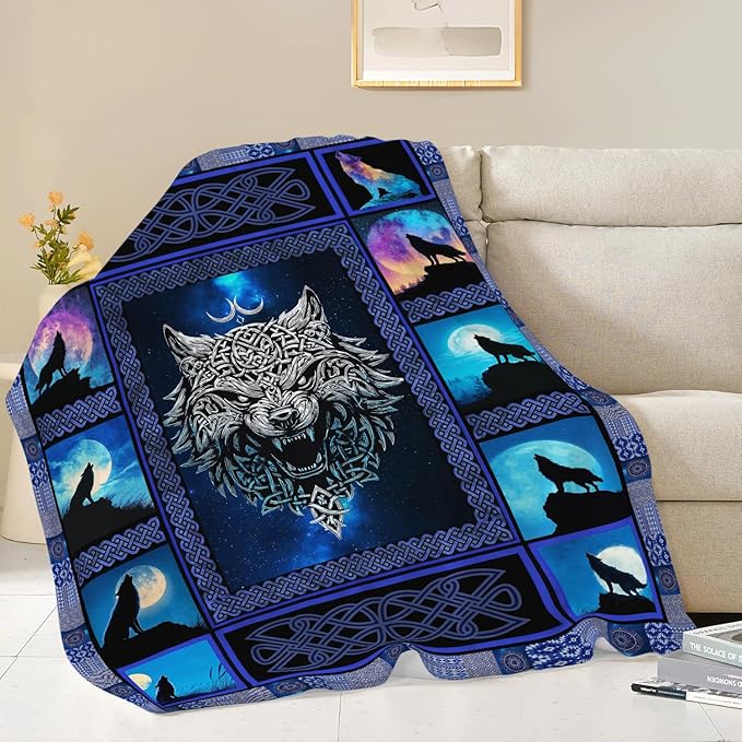 Wolf Throw Blanket Wolf Stuff Gifts for Kids Girls Boys Adults Women Men Soft Cozy Warm Plush Fluffy Fuzzy Fleece Blanket Decor 50''X60''