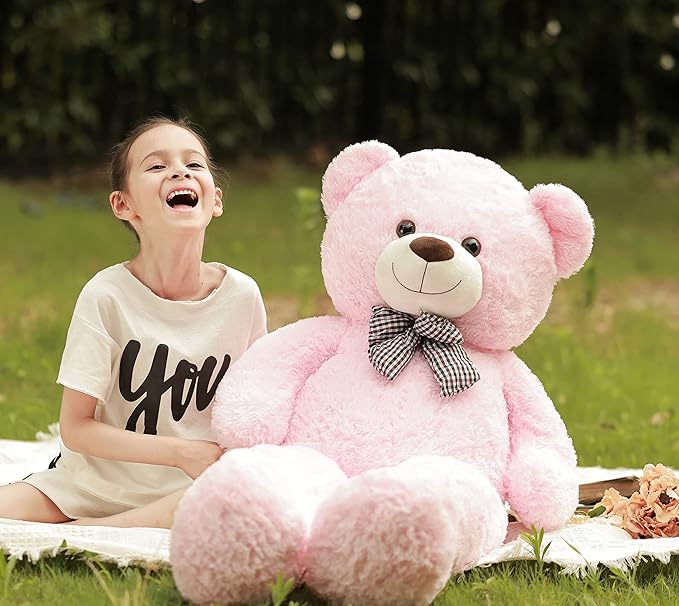 Poutmac Big Pink Teddy Bear 4Ft Giant Stuffed Animal Plush Toy for Girlfriend Women Kids for Valentines Christmas Birthday