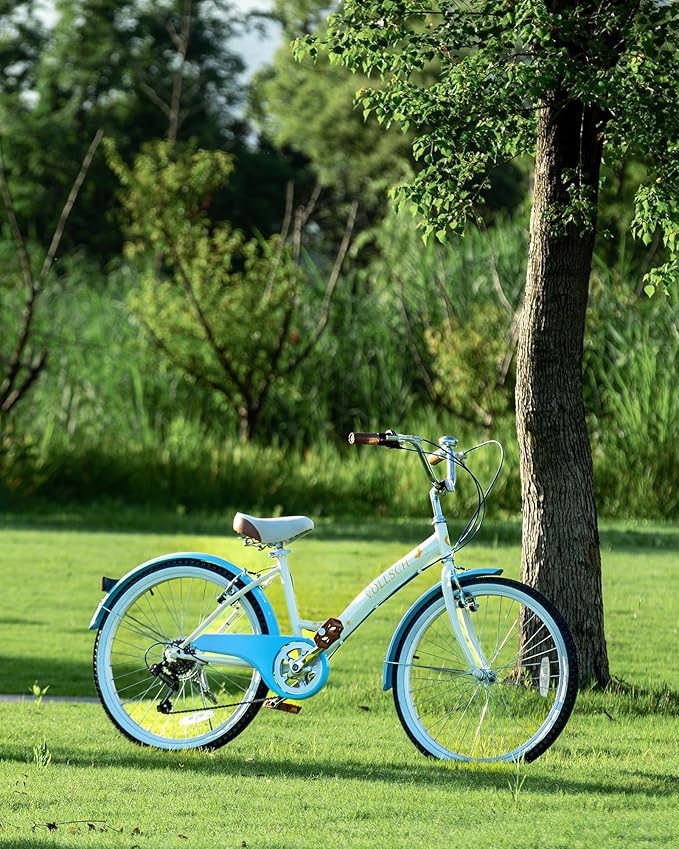 24 Inch 6-Speed Hybrid Beach Cruiser Bike for Girls Youth Ages Over 8 Years Old Kids Bicycle with Dual V-Brakes Adjustable Seat, Multiple Colors