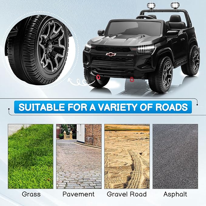 Winado 24V Licensed Colorado Electric Car for Kids, Ride on Toys for Toddlers with Remote Control, 2 Seater Electric Car Ride On Vehicle w/Bluetooth, Soft Start, LED Lights - Black