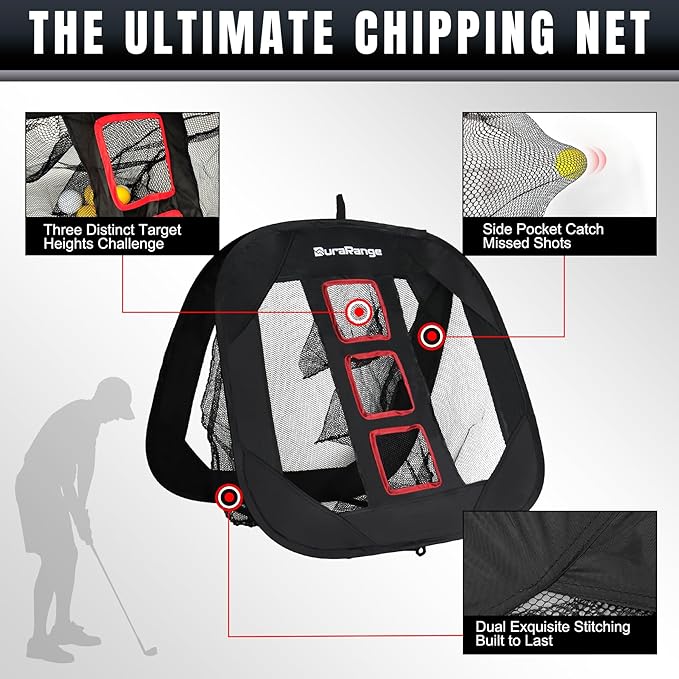 Pop-Up Golf Chipping Net - Ultimate Target Training Chip Aids for Precision & Distance, Outdoor | Indoor Practice, Golfer Gift