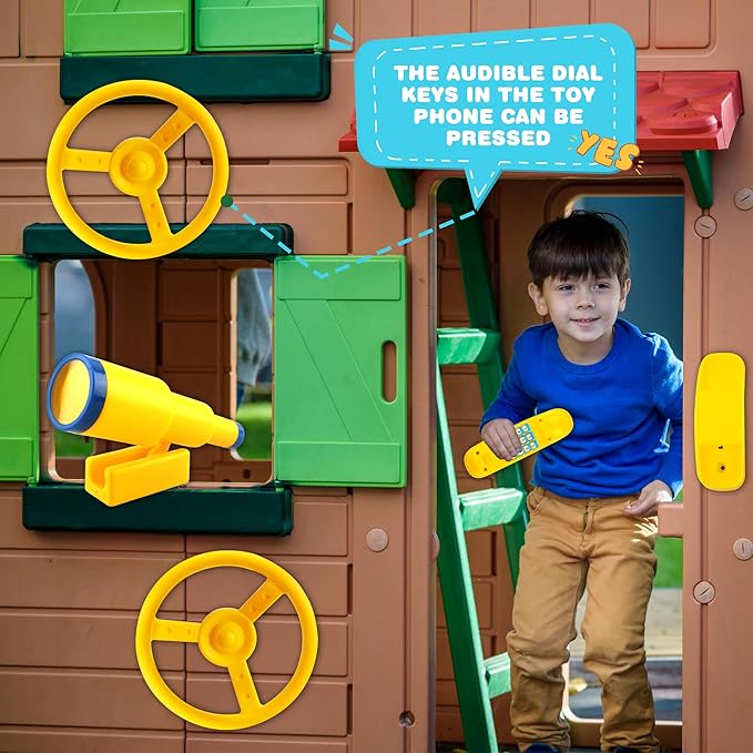 Playground Accessories Swingset Steering Wheel Plastic Telescope Telephone Swingset Phone Toy for Kids Outdoor Playground Backyard Treehouse