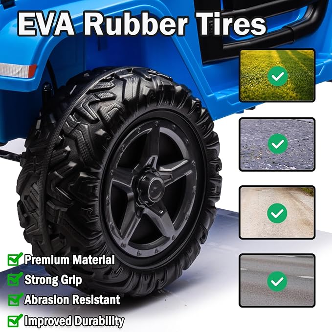 NEWQIDA 24V Ride on Toys for Big Kids Battery Powered Electric Vehicles 2 Seater Electric Car with Remote Control 4x4 Ride on Truck Car for Kids Toddlers, EVA Tires, Spring Suspension, Music, Blue