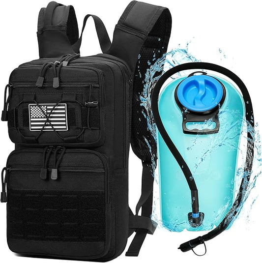 1050D Tactical Hydration Backpack with 3L TPU Water Bladder, Military Molle Water Backpack Perfect for Men & Women, Hydration Pack for Hiking, Biking, Running, Climbing, Hunting, Daily Use