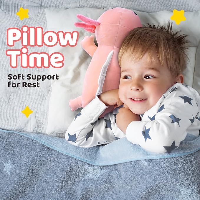 Puffpals Weighted Plush, Cute Axolotl Weighted Stuffed Animal with Beads, Soft Sensory Plush Pillow Toy for Kids & Adults(14.3in 1.4lbs)