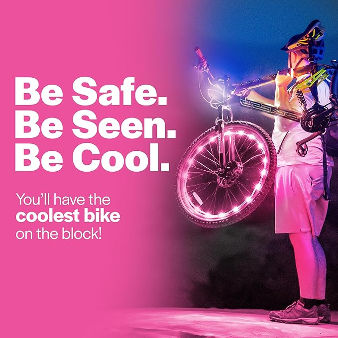 Brightz WheelBrightz LED Bike Wheel Lights - 2025 Edition with Superior Straps & LED-Weatherproof Shield! 14 Colors - Unmatched Durability, Visibility & 48+ Hours of Dazzling Illumination