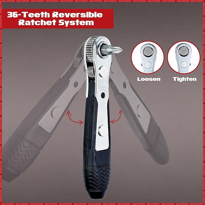 Bike Tool Kit, Repair Kit Mini Ratchet Wrench with 26 Bits, Saddle Bag, Pump, Tire Lever Patches Bicycle Multitool Accessories Screwdriver Set for Adult Bikes Road Mountain MTB