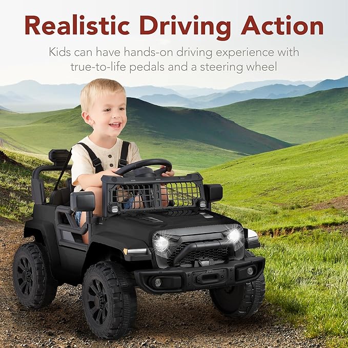 Best Choice Products 6V Kids Ride On Toy, Mini Truck, Electric Play Car w/Parent Remote Control, 4-Wheel Suspension, LED Lights, 2 Speeds, Functional Horn, 3.1MPH Max Speed - Black