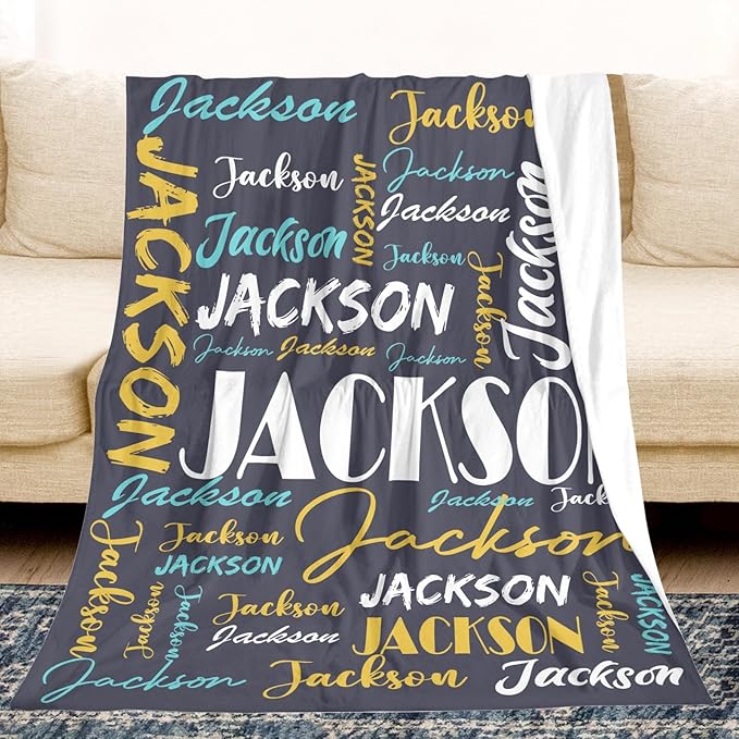 Dr.TOUGH Personalized Name Blanket Personalized Blanket for Adult Kids Flannel Customized Personalized Blankets and Throws