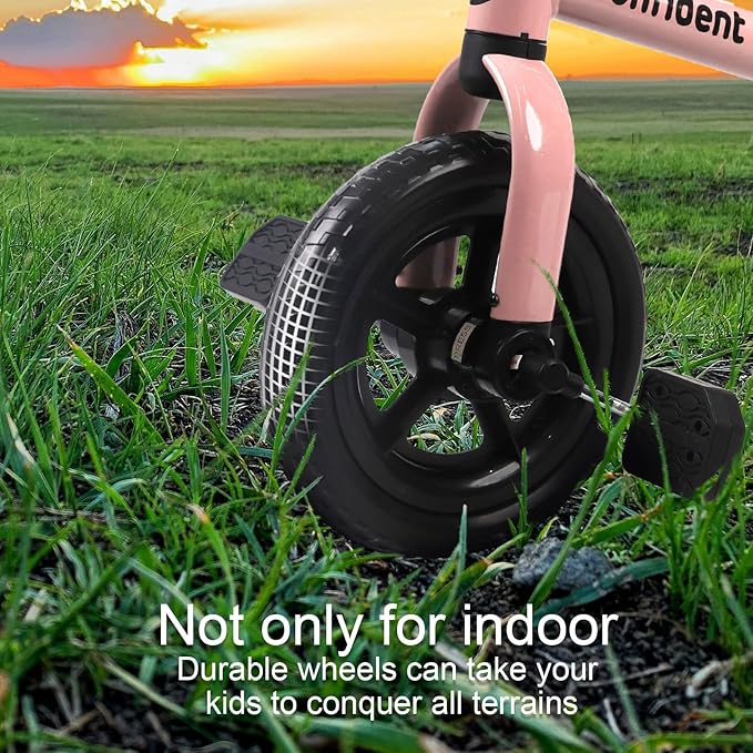 YGJT 3 in 1 Tricycle for Toddlers Age 2-5 Years Old, Folding Kids Balance Bike with Adjustable Seat and Removable Pedal, Toddler Bike Ride-on Toys for Infant, Gifts for Baby Girls Birthday(Pink)