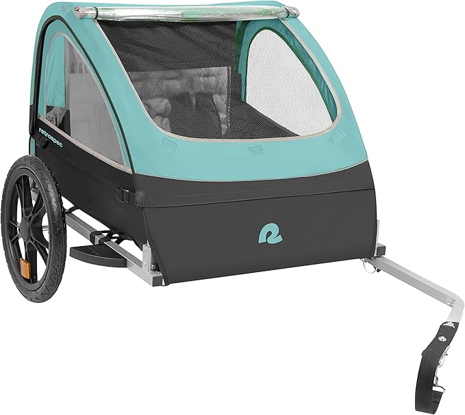 Single & Double Passenger Children’s Foldable/Collapsible Tow Behind Bike Trailer with 16" Wheels, Safety Reflectors & Rear Storage Compartment