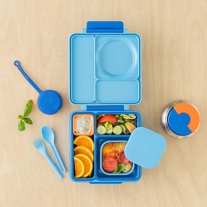 OmieBox Silicone Leakproof Snack Containers To Go, Food Storage Containers with Lid, School Lunch Bento Container - BPA Free, Airtight, Dishwasher and Freezer Safe, Oven Safe - 9.4 ounces (Blue)