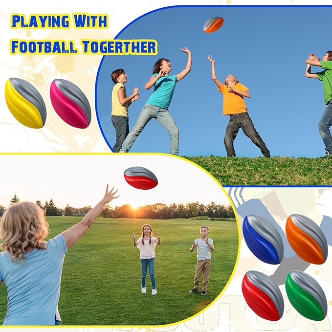 Jerify 12 Pcs Mini Footballs for Kids Spiral Foam Football Bulk 5 Inch Soft Small Waterproof Foam Ball Sports Birthday Toddler Football for Indoor and Outdoor Game (Classic Colors)