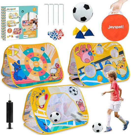 Giant 3 in 1 Bean Bag Toss Game for Kids, Toddler Outdoor Toss Toys for 2 3 4 5 6 7 8 Year Old Boys Girls, Family Party Supplies, Cornhole Party Carnival Games, Lawn Backyard Outside Birthday Gifts