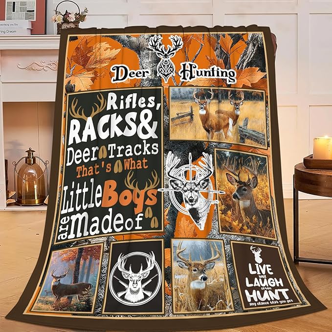 Deer Throw Blanket Deer Elk Stuff Hunting Gifts for Kids Girls Boys Adults Women Men Soft Cozy Warm Plush Fluffy Fuzzy Fleece Blanket Decor 50''X60''