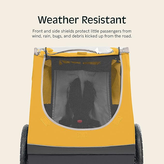 Single & Double Passenger Children’s Foldable/Collapsible Tow Behind Bike Trailer with 16" Wheels, Safety Reflectors & Rear Storage Compartment