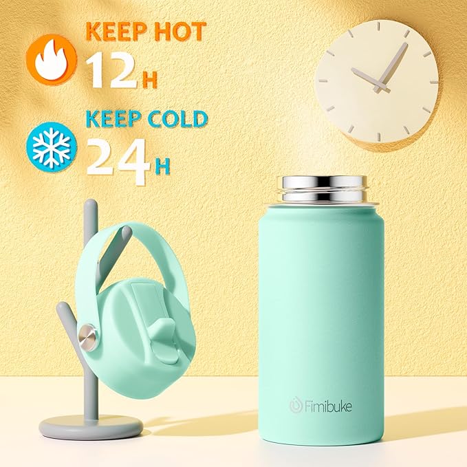 Fimibuke Kids Insulated Water Bottle - 14oz BPA-FREE 18/8 Stainless Steel Travel Tumbler Leak Proof Double Wall Vacuum Kid Cup with Straw Metal Water Bottle for School Boys Girls(1 Pack, Cotton Candy)