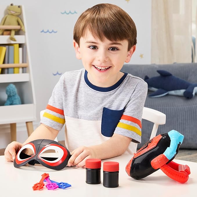 Spidey and his Amazing Friends Marvel Water-Webs Miles “Spin” Morales Electronic Bubble Slinger Role Play Set with Mask, Super Hero Toys for Kids,, Ages 3+ (Amazon Exclusive)