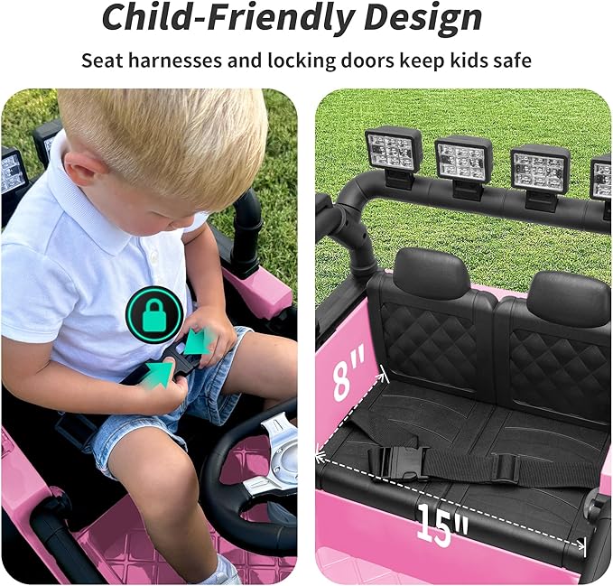 Kids Ride on Car Toy, 24V Electric Car for Kids with Remote Control, 2x200W Motors - Light Pink