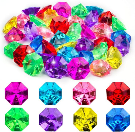 60PCS Acrylic Gems Diving Gems for Pool, Pirate Treasure and Pool Jewels Diving Toys, Gemstones for Kids, Party Favors, Vase Fillers