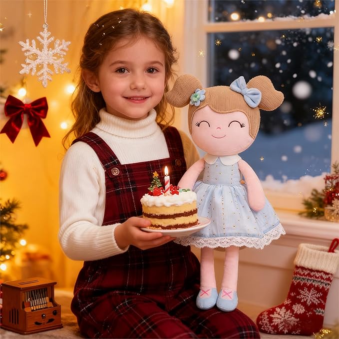 Gloveleya Baby Doll Girl Gifts Cloth Dolls Plush Toy Light Blue