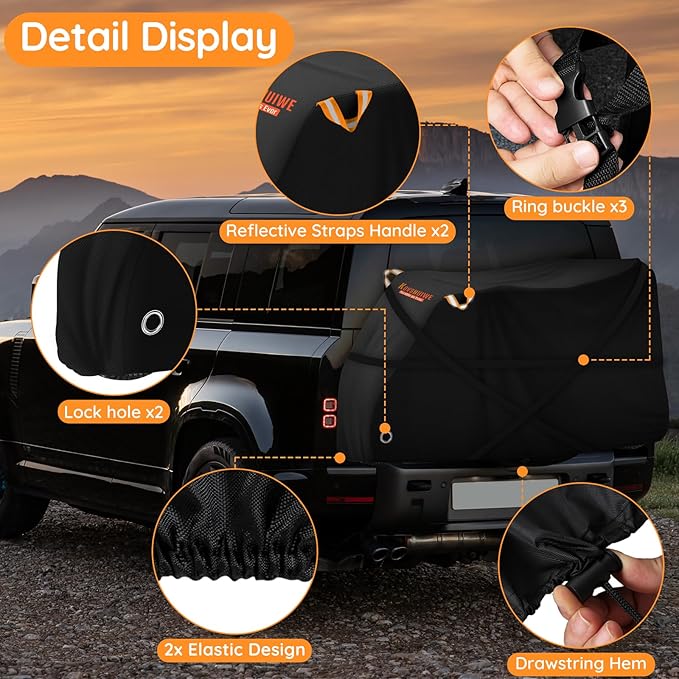 Kovshuiwe Adult Electric Tricycle Cover 26-29 inch 3 Wheel Bicycle Covers Heavy Duty 420D Oxford Strong UV Protection & Windproof, Waterproof Trike Bike Covers