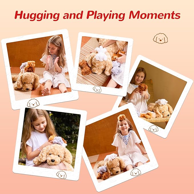 5 Pieces Dog Stuffed Animals for Girls,1 Mommy Dog with 4 Babies,Puppy Stuffed Animals Gifts for Girls 3 4 5 6 7 8 9 Years,Soft Plush Toys for Kids Christmas,Valentine's,Birthday,Children's Day