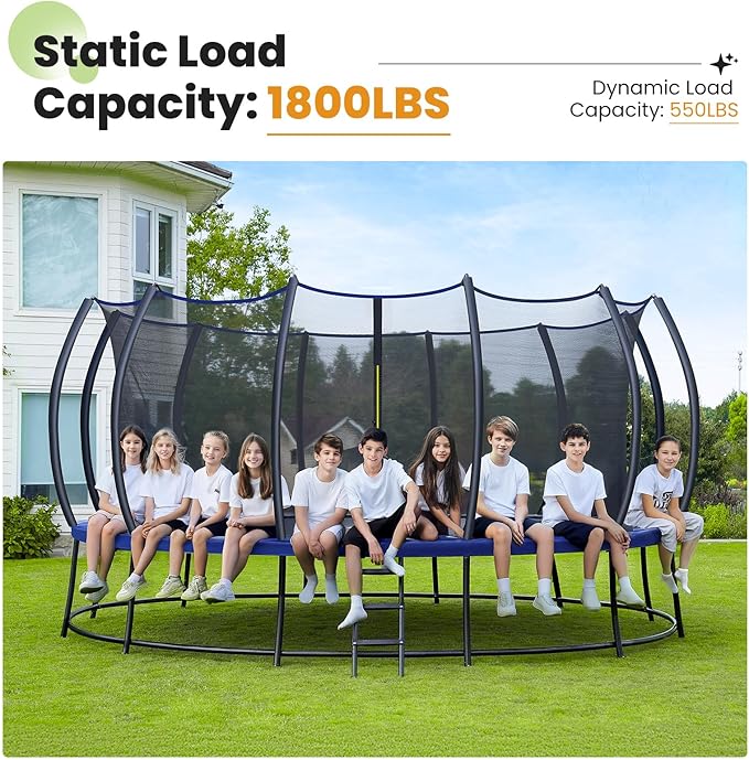 Zupapa No-Gap Design 16 15 14 12 10FT Trampoline with Safety Enclosure Net and Non-Slip Ladder 10-Year Quality Assurance Perfect for Kids Family Outdoor Backyard Fun