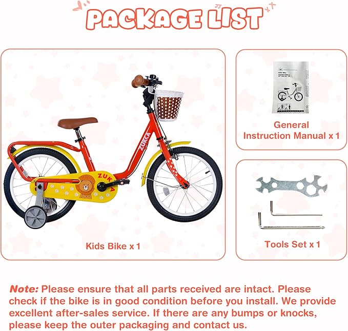 MEGHNA 16 inch Kids Bike Low - Step Through Frame Bike with Detachable Training Wheels Basket Adjustable Seat with Bell C Brake and Band Brake for 4-7 Years Old Child Boys Girls, Easy Ride