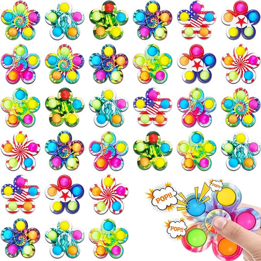 5Pcs Fidget Spinner Bulk Toys, ADHD Autism Fidgets for Teens Toddler, Sensory Pop it Fidget Toys Pack, Party Favors Gifts for Kids 8-12 3-5, Classroom Prizes for Girls Boys Students