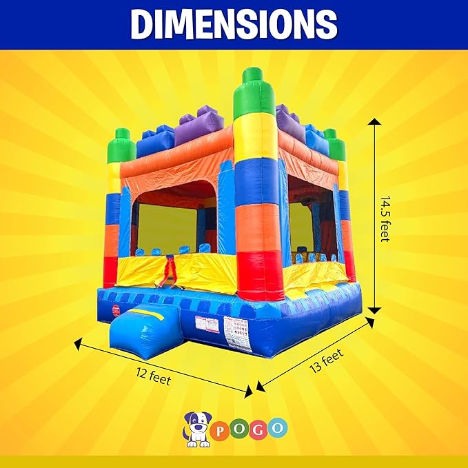 Crossover Building Blocks Inflatable Bounce House, Bouncy Jump Castle for Kids and Toddlers, Outdoor Birthday Party Jumping Bouncer, Commercial-Grade, Without Blower, 13 x 12 x 14.5 Ft