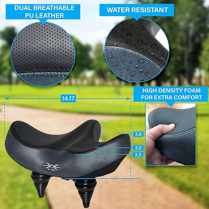 X WING New-Age Noseless Bike Seat Cushion for Men & Women - Extra Padding & Wide - Suitable for City, Electric, Stationary Bikes - Compatible with Peloton Bikes – Wide Winged Bike Seat with Cushion