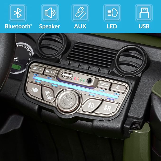 Kidzone Licensed Land Rover Defender 110 SVX 12V Ride On Car for Kids Ages 3–8, Electric SUV Toy with Parent Remote Control, Bluetooth Music, LED Headlights, Off-Road Wheels, Green