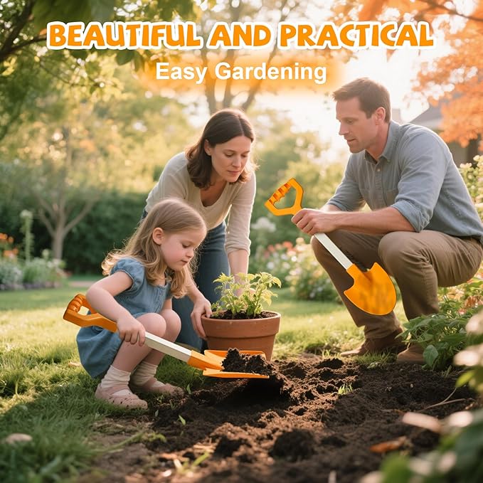 20” Long Sand Beach Shovels for Kids Heavy Duty Plastic Summer Sand Scoops Spades Toy Sandbox Garden Snow Digging Play Gift Set Party Bundle 2 Pack Orange